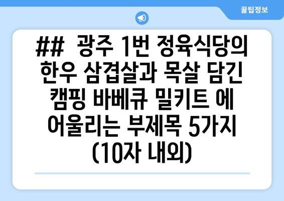 ##  광주 1번 정육식당의 한우 삼겹살과 목살 담긴 캠핑 바베큐 밀키트 에 어울리는 부제목 5가지 (10자 내외)