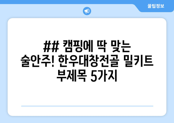 ## 캠핑에 딱 맞는 술안주! 한우대창전골 밀키트 부제목 5가지