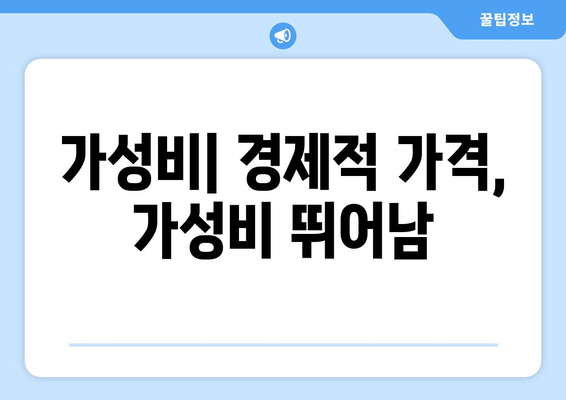 가성비| 경제적 가격, 가성비 뛰어남