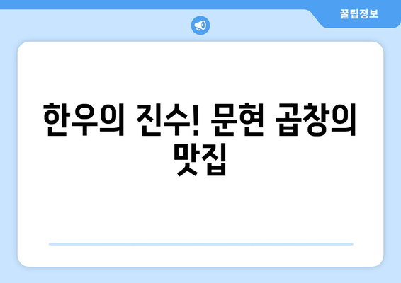 한우의 진수! 문현 곱창의 맛집