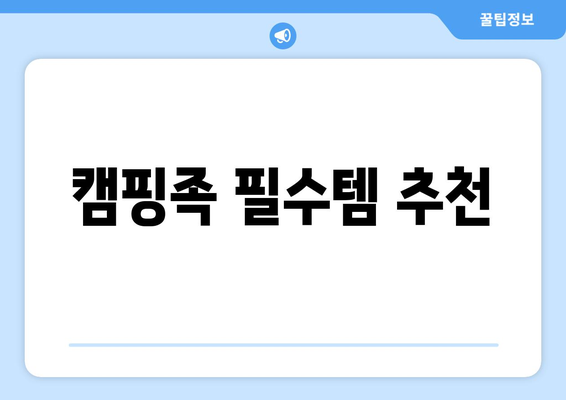 캠핑족 필수템 추천