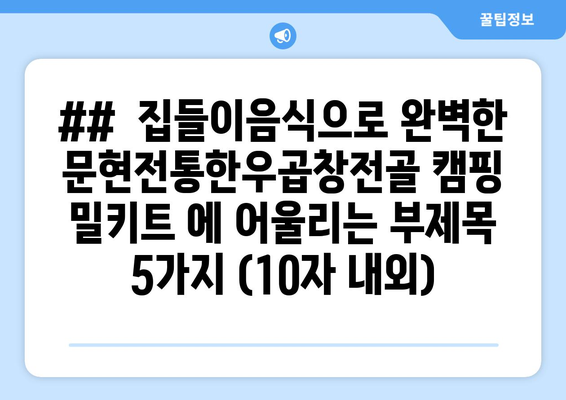 ##  집들이음식으로 완벽한 문현전통한우곱창전골 캠핑 밀키트 에 어울리는 부제목 5가지 (10자 내외)