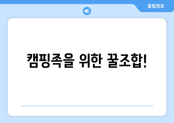 캠핑족을 위한 꿀조합!