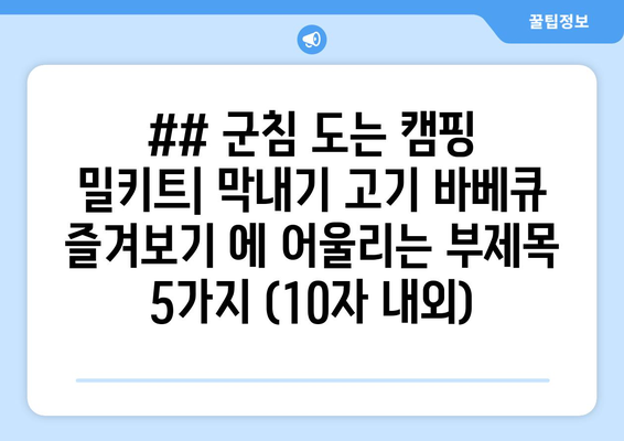 ## 군침 도는 캠핑 밀키트| 막내기 고기 바베큐 즐겨보기 에 어울리는 부제목 5가지 (10자 내외)