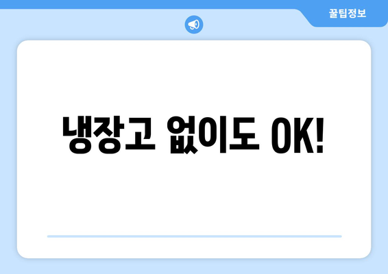 냉장고 없이도 OK!