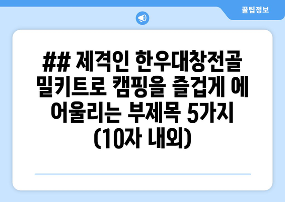 ## 제격인 한우대창전골 밀키트로 캠핑을 즐겁게 에 어울리는 부제목 5가지 (10자 내외)