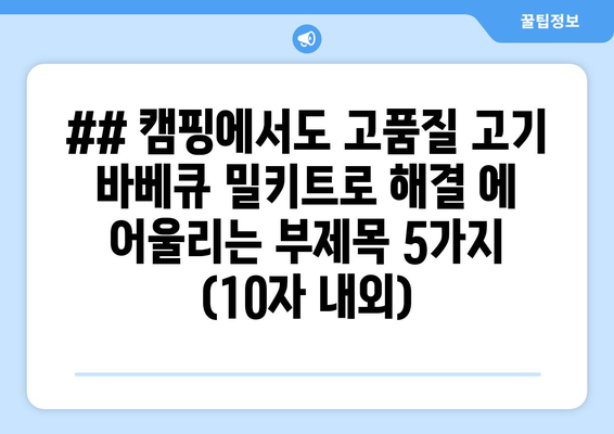 ## 캠핑에서도 고품질 고기 바베큐 밀키트로 해결 에 어울리는 부제목 5가지 (10자 내외)