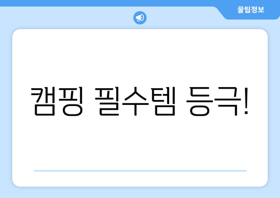 캠핑 필수템 등극!