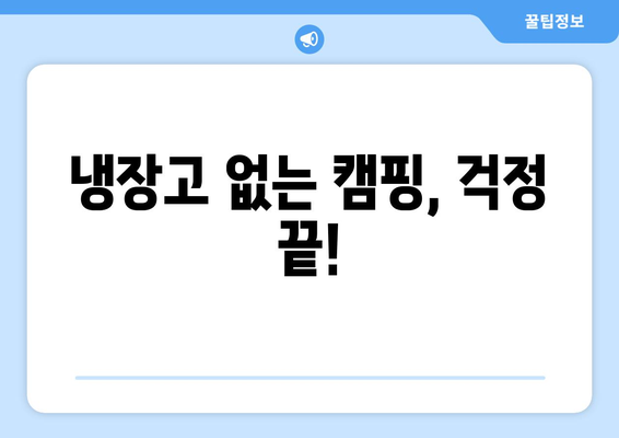 냉장고 없는 캠핑, 걱정 끝!