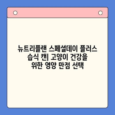 뉴트리플랜 스페셜데이 플러스 습식 캔| 고양이 건강을 위한 영양 만점 선택 | 고양이 사료, 습식 캔, 뉴트리플랜, 고양이 영양