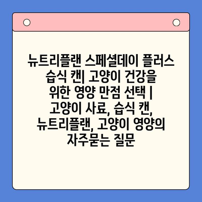 뉴트리플랜 스페셜데이 플러스 습식 캔| 고양이 건강을 위한 영양 만점 선택 | 고양이 사료, 습식 캔, 뉴트리플랜, 고양이 영양