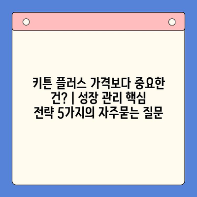 키튼 플러스 가격보다 중요한 건? | 성장 관리 핵심 전략 5가지