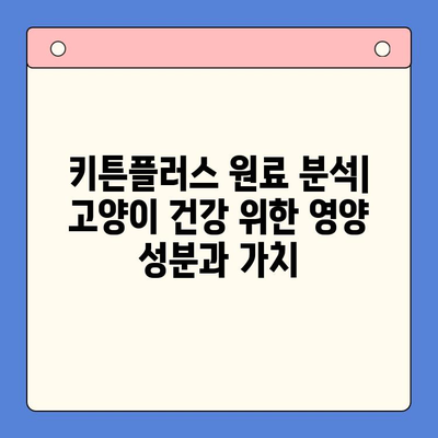 키튼플러스 원료 분석| 고양이 건강 위한 영양 성분과 가치 | 키튼플러스, 고양이 사료, 원료 분석, 영양 성분
