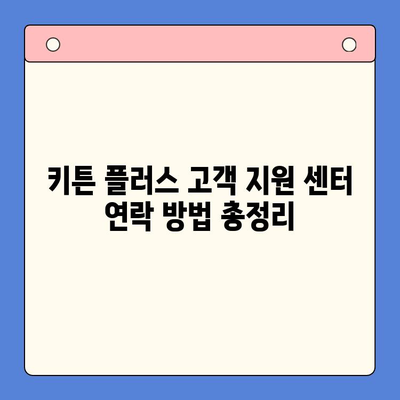 키튼 플러스 환불 문제 해결| 고객 지원 센터 연락 방법 | 키튼 플러스, 환불, 고객 지원, 연락처, 문의