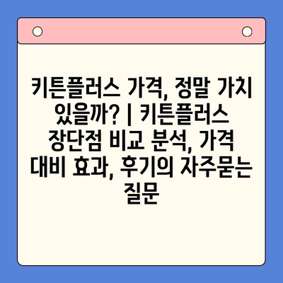 키튼플러스 가격, 정말 가치 있을까? | 키튼플러스 장단점 비교 분석, 가격 대비 효과, 후기