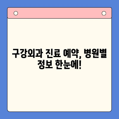 오늘 구강외과 진찰 예약, 어떻게 해야 할까요? | 구강외과 진료, 예약 방법, 당일 진료