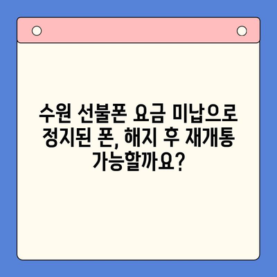 수원 선불폰 요금 미납 정지폰 해지 후 재개통 완벽 가이드 | 선불폰 개통, 요금 미납, 정지 해제