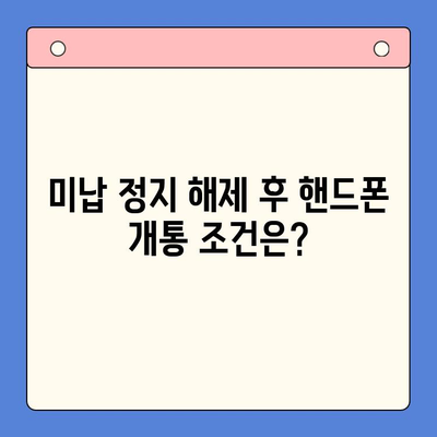 선불폰 미납 정지 해제 후 핸드폰 개통, 바로 가능할까요? | 선불폰, 미납, 해지, 개통, 방법