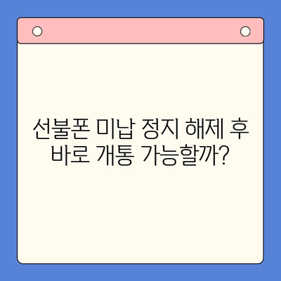 선불폰 미납 정지 해제 후 핸드폰 개통, 지금 바로 가능할까요? | 선불폰, 미납, 정지 해제, 개통, 가이드