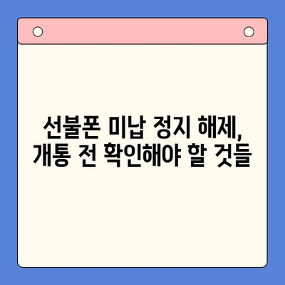 선불폰 미납 정지 해제 후 핸드폰 개통, 지금 바로 가능할까요? | 선불폰, 미납, 정지 해제, 개통, 가이드