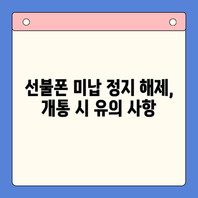 선불폰 미납 정지 해제 후 핸드폰 개통, 지금 바로 가능할까요? | 선불폰, 미납, 정지 해제, 개통, 가이드