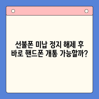 선불폰 미납 정지 해제 후 핸드폰 개통, 바로 가능할까요? | 선불폰, 미납, 해지, 핸드폰 개통, 개통 방법