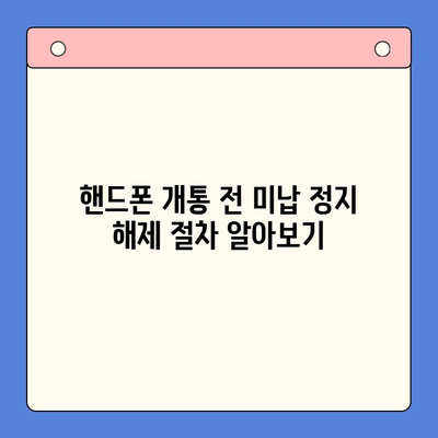 선불폰 미납 정지 해제 후 핸드폰 개통, 바로 가능할까요? | 선불폰, 미납, 해지, 핸드폰 개통, 개통 방법