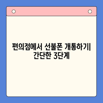 편의점 선불폰 개통 완벽 가이드| 단계별 절차와 주의 사항 | 선불폰, 개통, 편의점, 요금제, 유심