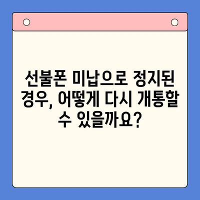 선불폰 미납 정지 후 핸드폰 개통, 어떻게 해야 할까요? | 선불폰, 미납, 해지, 재개통, 개통방법, 주의사항