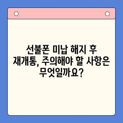 선불폰 미납 정지 후 핸드폰 개통, 어떻게 해야 할까요? | 선불폰, 미납, 해지, 재개통, 개통방법, 주의사항