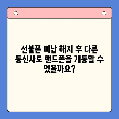 선불폰 미납 정지 후 핸드폰 개통, 어떻게 해야 할까요? | 선불폰, 미납, 해지, 재개통, 개통방법, 주의사항