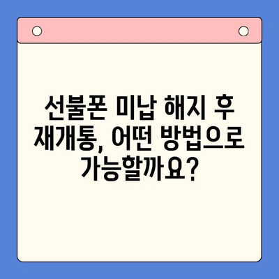 선불폰 미납 정지 후 핸드폰 개통, 어떻게 해야 할까요? | 선불폰, 미납, 해지, 재개통, 개통방법, 주의사항