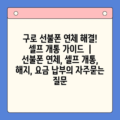 구로 선불폰 연체 해결! 셀프 개통 가이드  | 선불폰 연체, 셀프 개통, 해지, 요금 납부