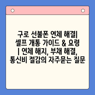 구로 선불폰 연체 해결| 셀프 개통 가이드 & 요령 | 연체 해지, 부채 해결, 통신비 절감