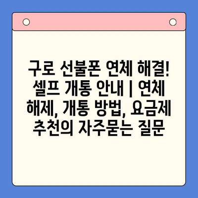 구로 선불폰 연체 해결! 셀프 개통 안내 | 연체 해제, 개통 방법, 요금제 추천