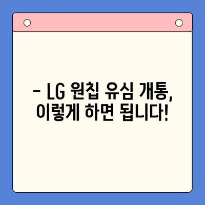 LG선불폰 원칩 유심 개통 완벽 가이드 |  단계별 설명, 주의사항, 유용한 팁