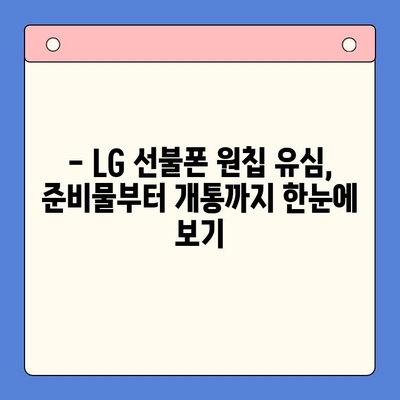 LG선불폰 원칩 유심 개통 완벽 가이드 |  단계별 설명, 주의사항, 유용한 팁