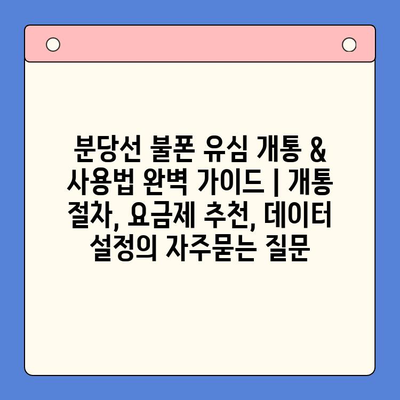 분당선 불폰 유심 개통 & 사용법 완벽 가이드 | 개통 절차, 요금제 추천, 데이터 설정