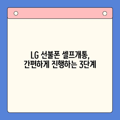 LG 선불폰 셀프개통, 이렇게 하면 5분 만에 끝! | 간편 가이드,  설명,  절차,  요금제 비교