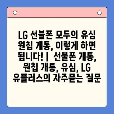 LG 선불폰 모두의 유심 원칩 개통, 이렇게 하면 됩니다! |  선불폰 개통, 원칩 개통, 유심, LG 유플러스