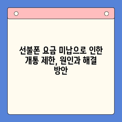 수원 선불폰 요금 미납으로 인한 개통 제한, 해결 방법 총정리 | 선불폰, 요금 미납, 개통 제한, 해결 팁