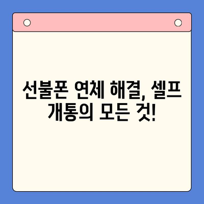 구로 선불폰 연체 해결! 셀프 개통 완벽 가이드 | 선불폰, 연체 해결, 셀프 개통, 구로