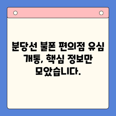 분당선 불폰 편의점 유심 개통, 소요 비용과 함께 알아보세요 | 유심 개통, 비용, 분당선, 편의점