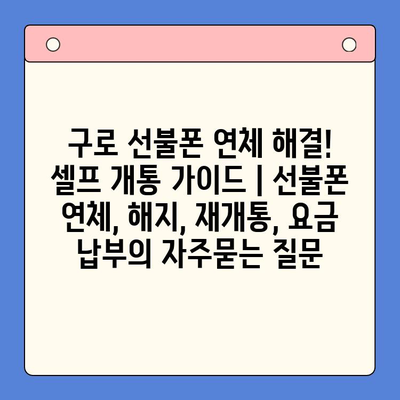 구로 선불폰 연체 해결! 셀프 개통 가이드 | 선불폰 연체, 해지, 재개통, 요금 납부