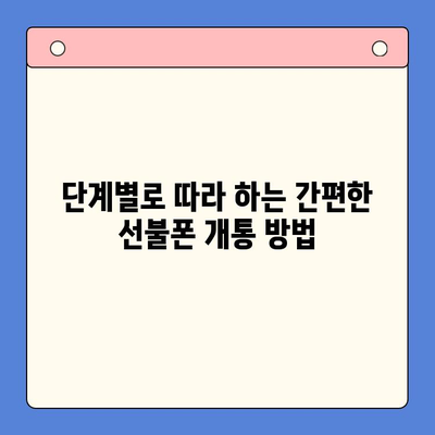 편의점 선불폰 셀프 개통 완벽 가이드| 단계별 요약 | 선불폰, 개통방법, 편의점, 즉시 개통