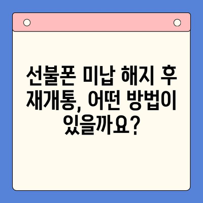 선불폰 미납 정지 후 핸드폰 개통, 어떻게 해야 할까요? | 선불폰, 미납, 해지, 재개통, 개통방법