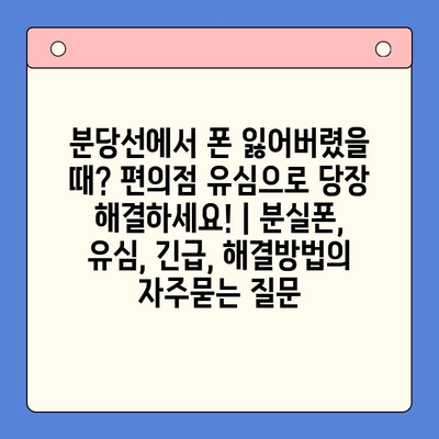분당선에서 폰 잃어버렸을 때? 편의점 유심으로 당장 해결하세요! | 분실폰, 유심, 긴급, 해결방법