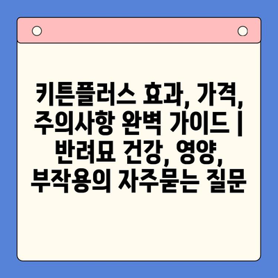 키튼플러스 효과, 가격, 주의사항 완벽 가이드 | 반려묘 건강, 영양, 부작용