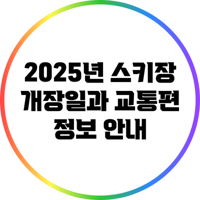 2025년 스키장 개장일과 교통편 정보 안내
