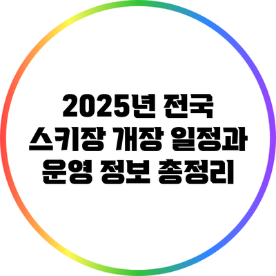 2025년 전국 스키장 개장 일정과 운영 정보 총정리